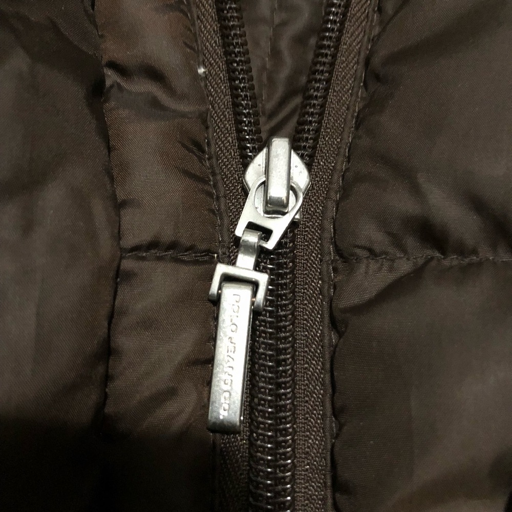 Vintage POLO JEANS CO brown fur down jacket EUC - Picture 2 of 4